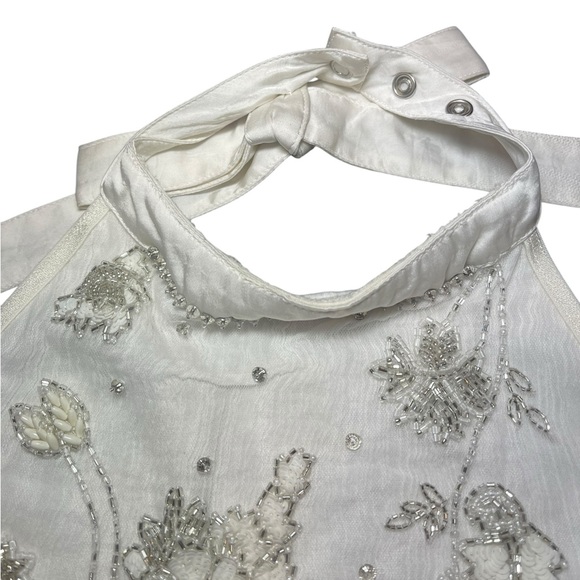 La La Couture Little Girls Flower Girl Wedding Dress White Tulle Beaded Halter 8 - Picture 6 of 16